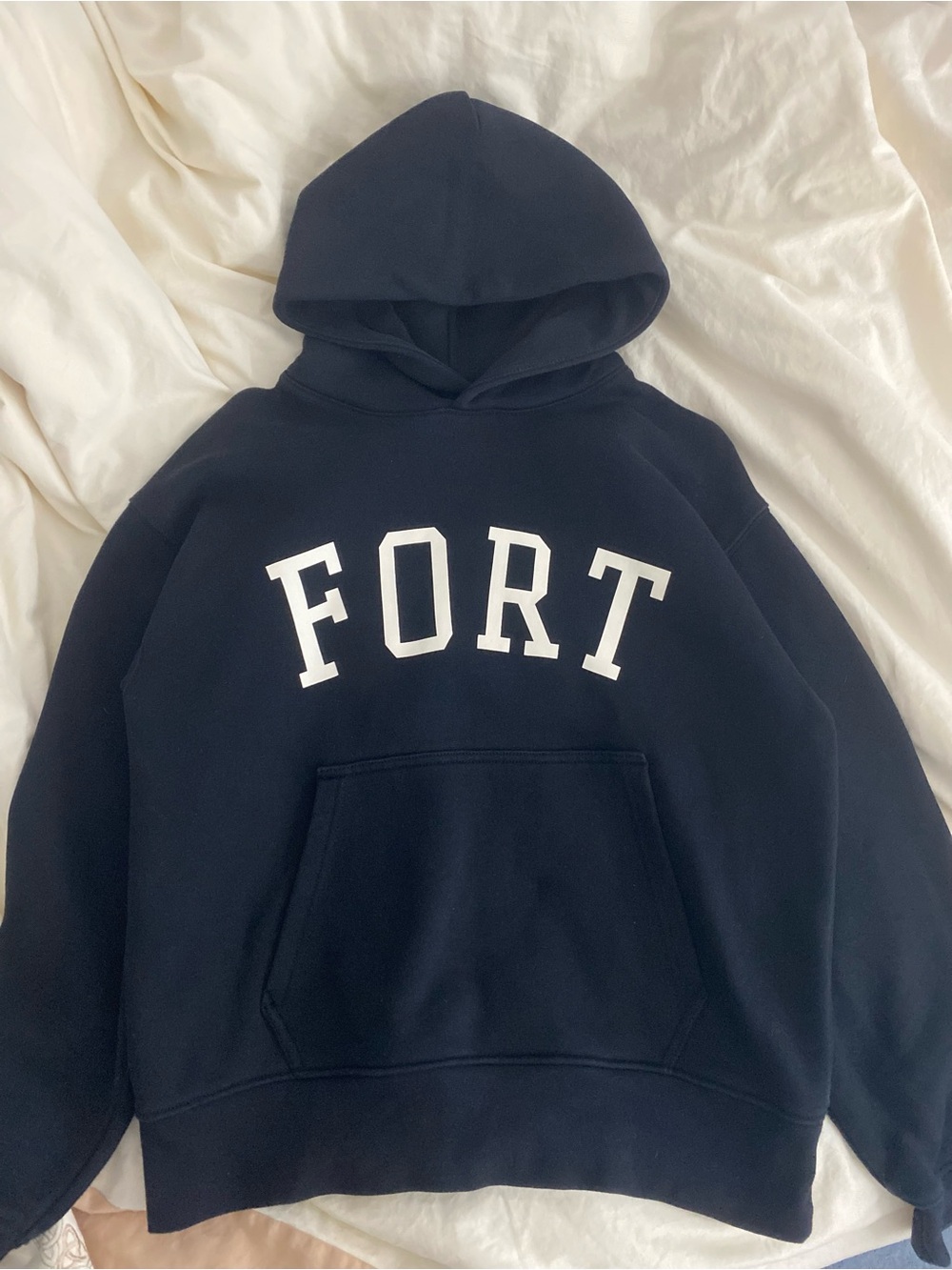 Navy Hoodie with 'FORT' White Lettering